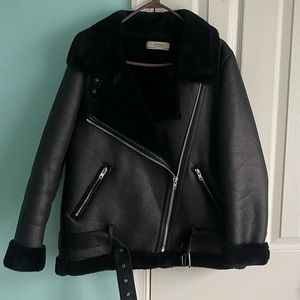 Black Fur Biker Jacket